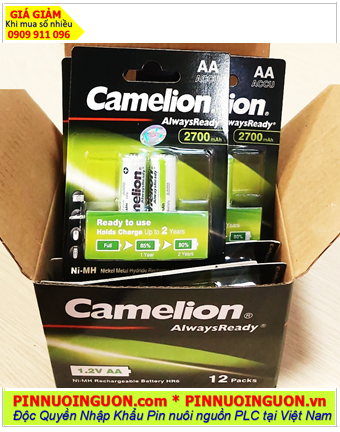 COMBO 01hộp (12vỉ=24viên) Pin sạc AA 1.2v Camelion AlwaysReady NH-AA2700ARBP2, Giá chỉ 1.056.000/24viên